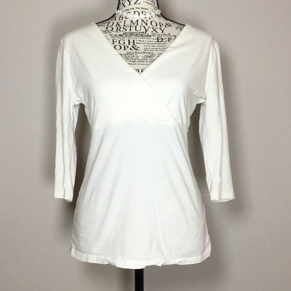 Creamy white balletcore wrap top form fitting soft comfortable minimalist S